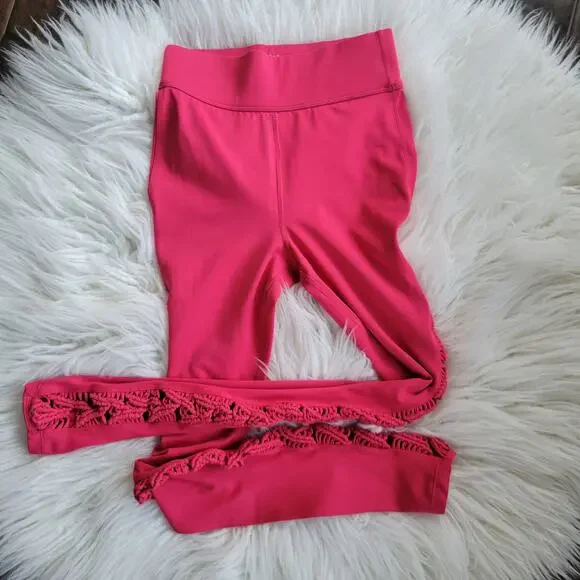 Carbon38 Tanjung Sayang Leggings Macrame Inset Hibiscus Pink Women Small - Picture 2 of 9